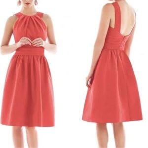 Alfred Sung Cocktail Party Dress Open Back Sleeveless Orange Fiesta Size 16